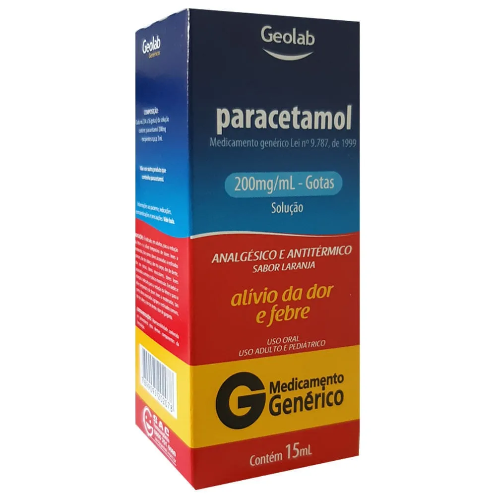 Paracetamol Gotas 200mg/ml 15ml Genérico Geolab