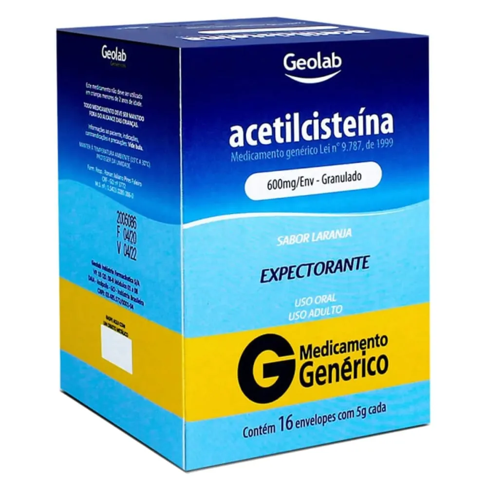 Acetilcisteína 600mg 16 Envelopes Genérico Geolab