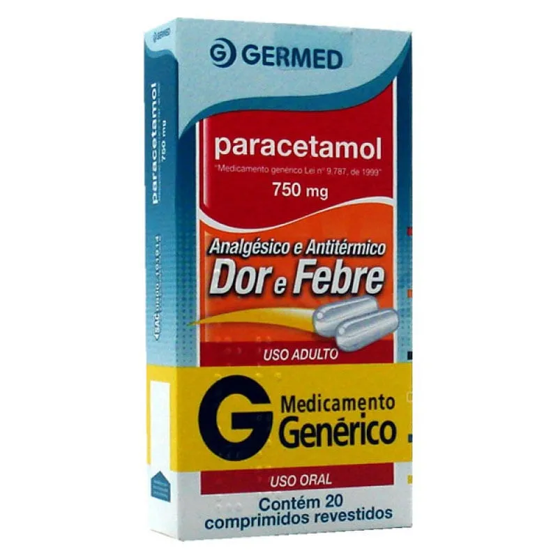 Paracetamol 750mg 20 Comprimidos Genérico Germed