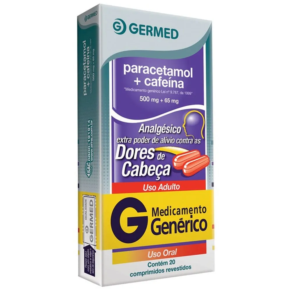 Paracetamol+Cafeína 500mg/65mg 20 Cpr Genérico Germed