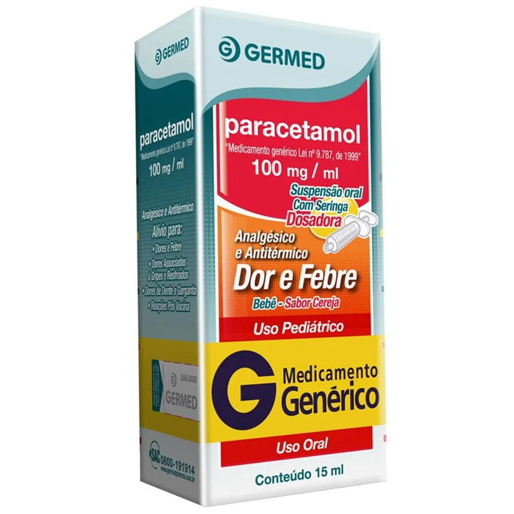 Paracetamol Bebê Gotas Cereja 100mg/ml 15ml Genérico Germed