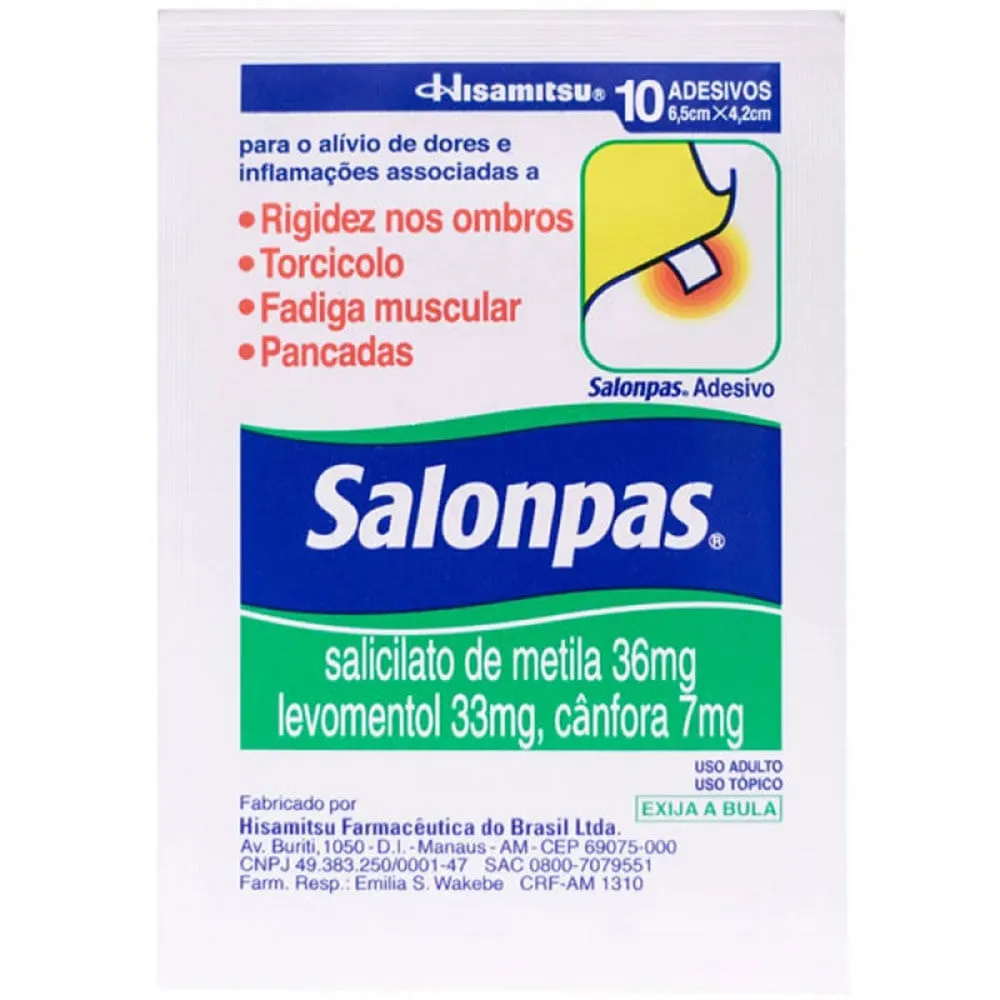 Salonpas Adesivo Pequeno 6,5cm x 4,2cm 10 Unidades