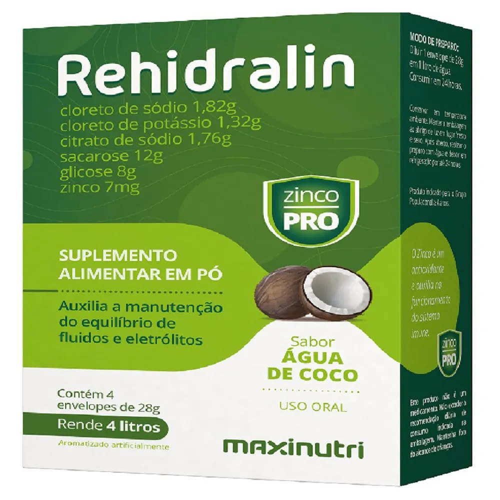 Rehidralin Maxinutri Água de Coco Sachê 28g | Com 4 Unidades