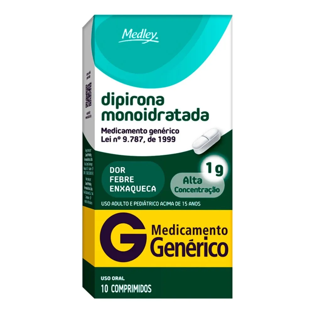 Dipirona Monoidratada 1G 10 Compridos Genérico Medley