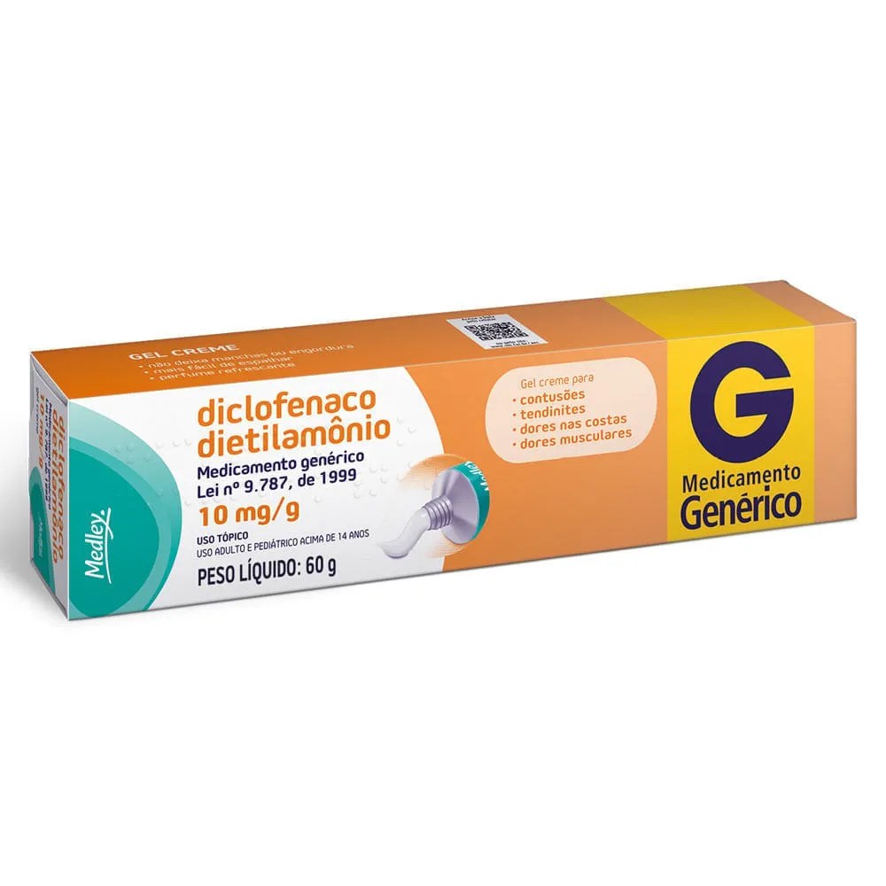 Diclofenaco Dietilamônio Gel Creme 10mg 60g Genérico Medley