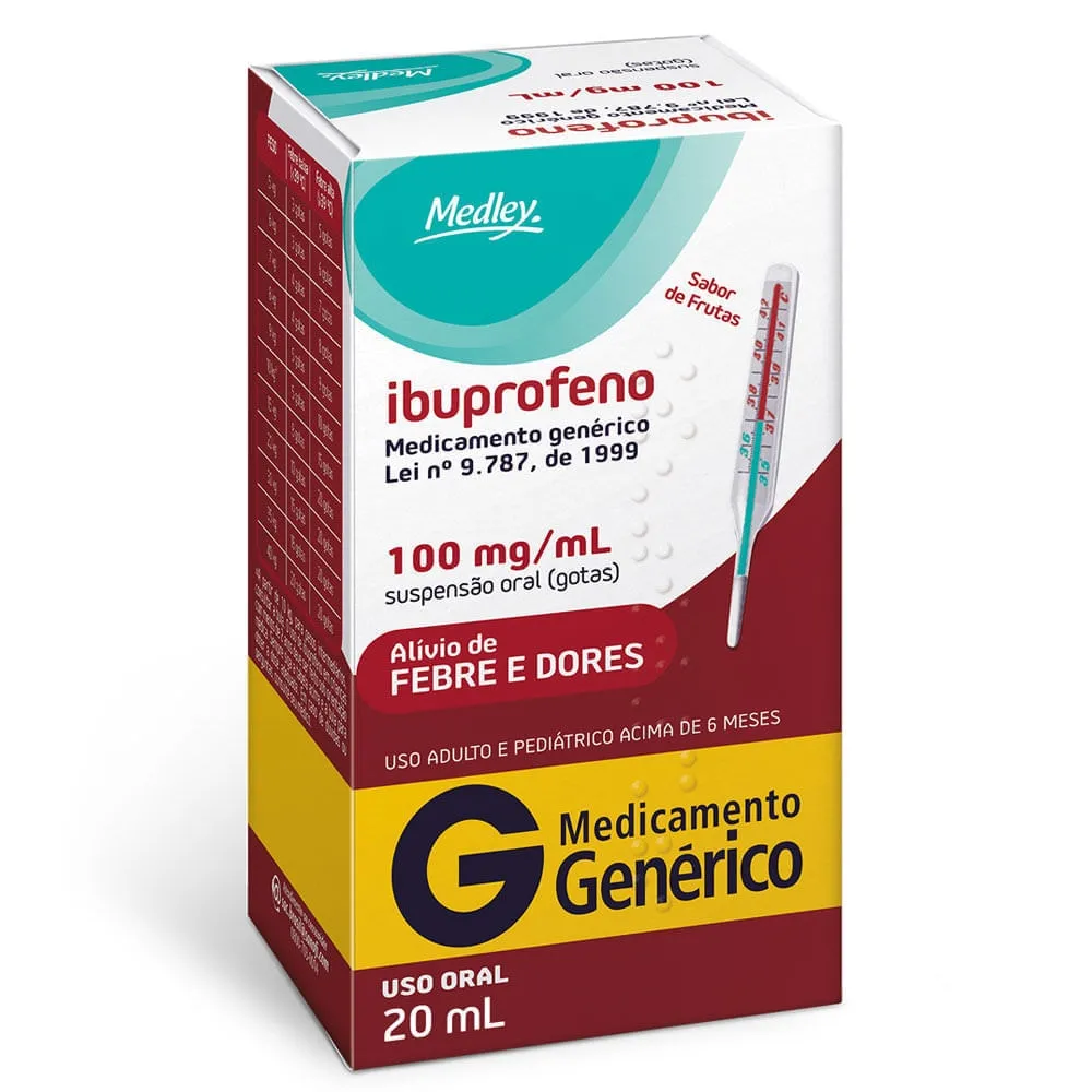 Ibuprofeno Gotas Sabor de Frutas 100mg 20ml Genérico Medley