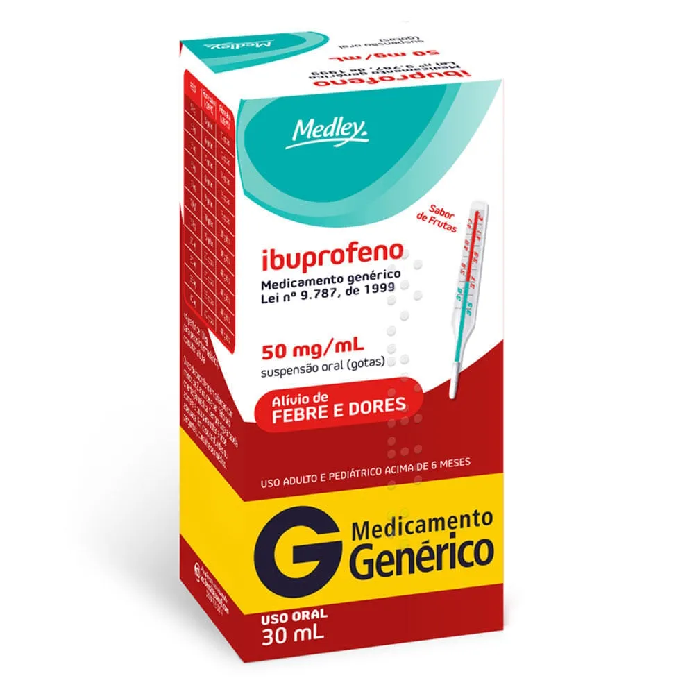 Ibuprofeno Gotas Sabor Frutas 50mg/ml 30ml Genérico Medley
