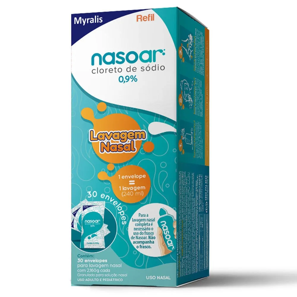 Nasoar Refil 0,9mg/ml Granulado para Solução Nasal 30 envelopes