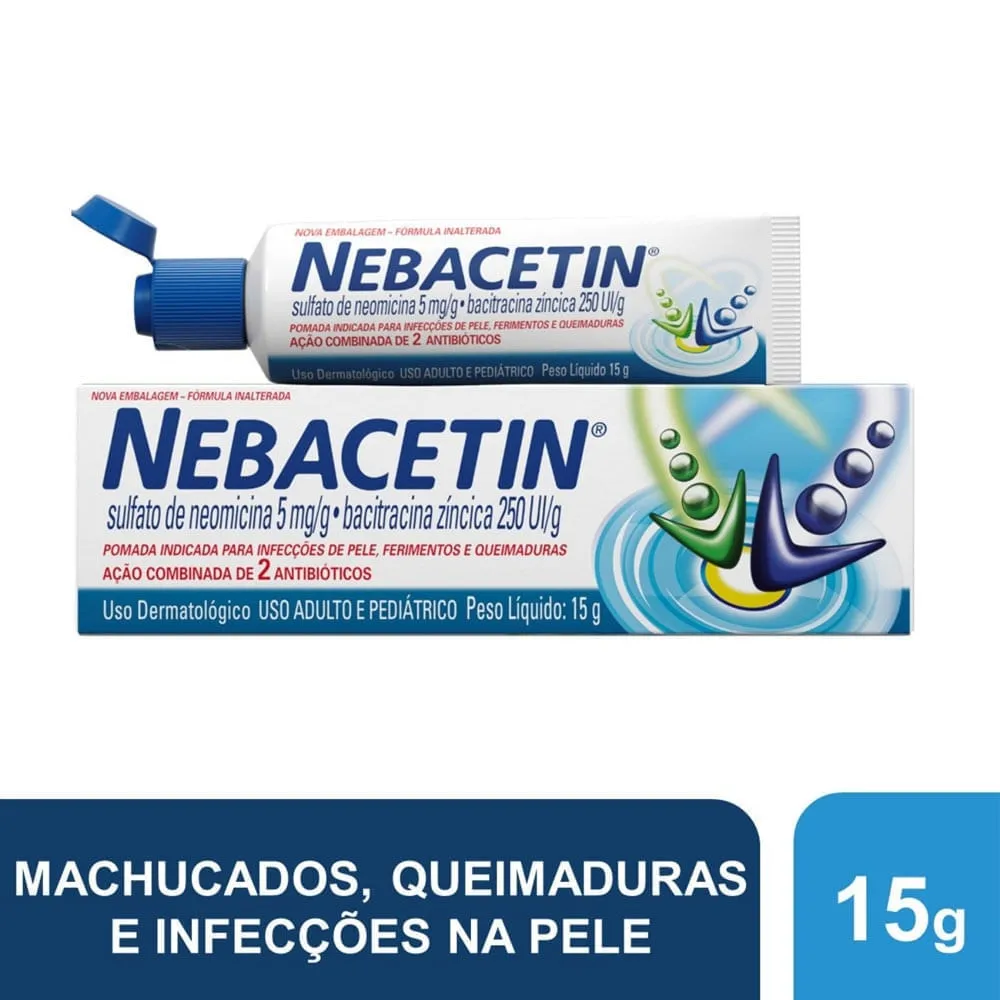 Nebacetin 5mg/g + 250UI/g Pomada Dermatológica 15g