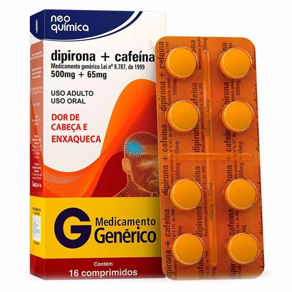 Dipirona+Cafeína 500mg/65mg 16 Cpr Genérico Neo Quimica