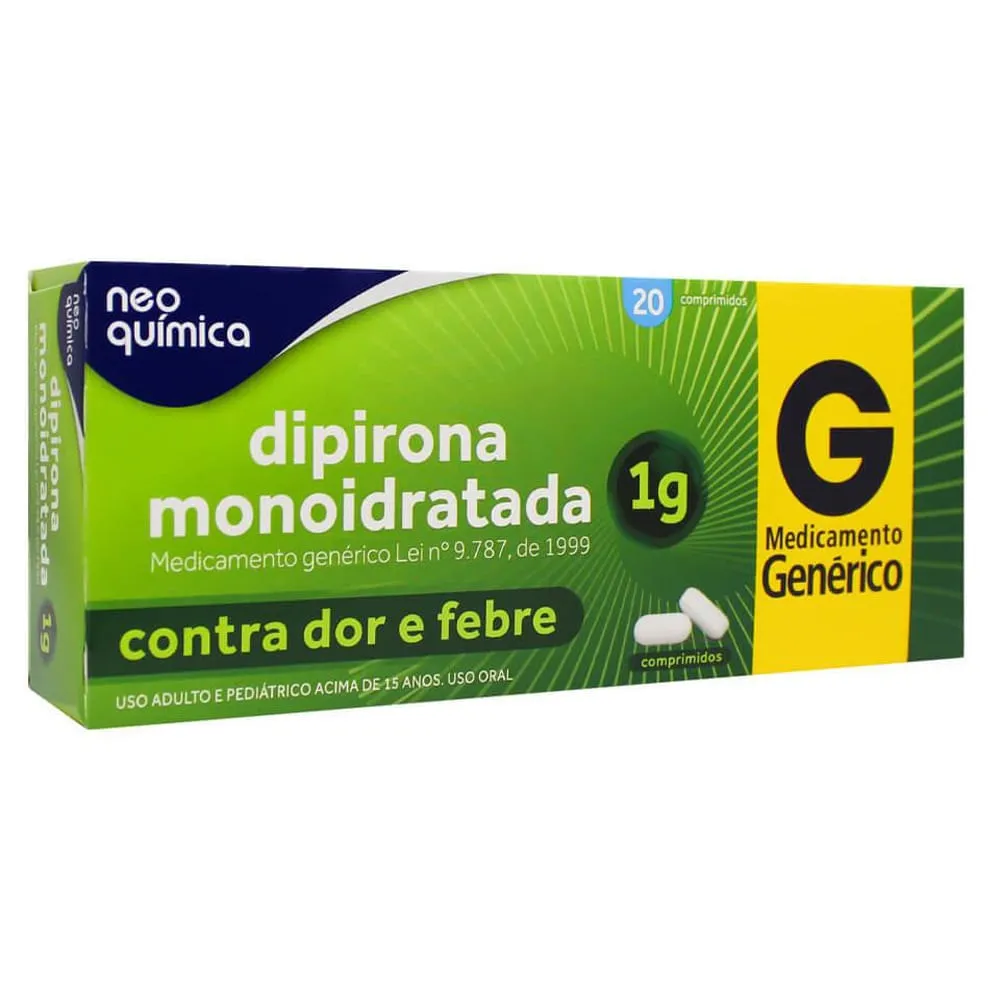 Dipirona Sódica Neo Química 1g | Com 20 Comprimidos