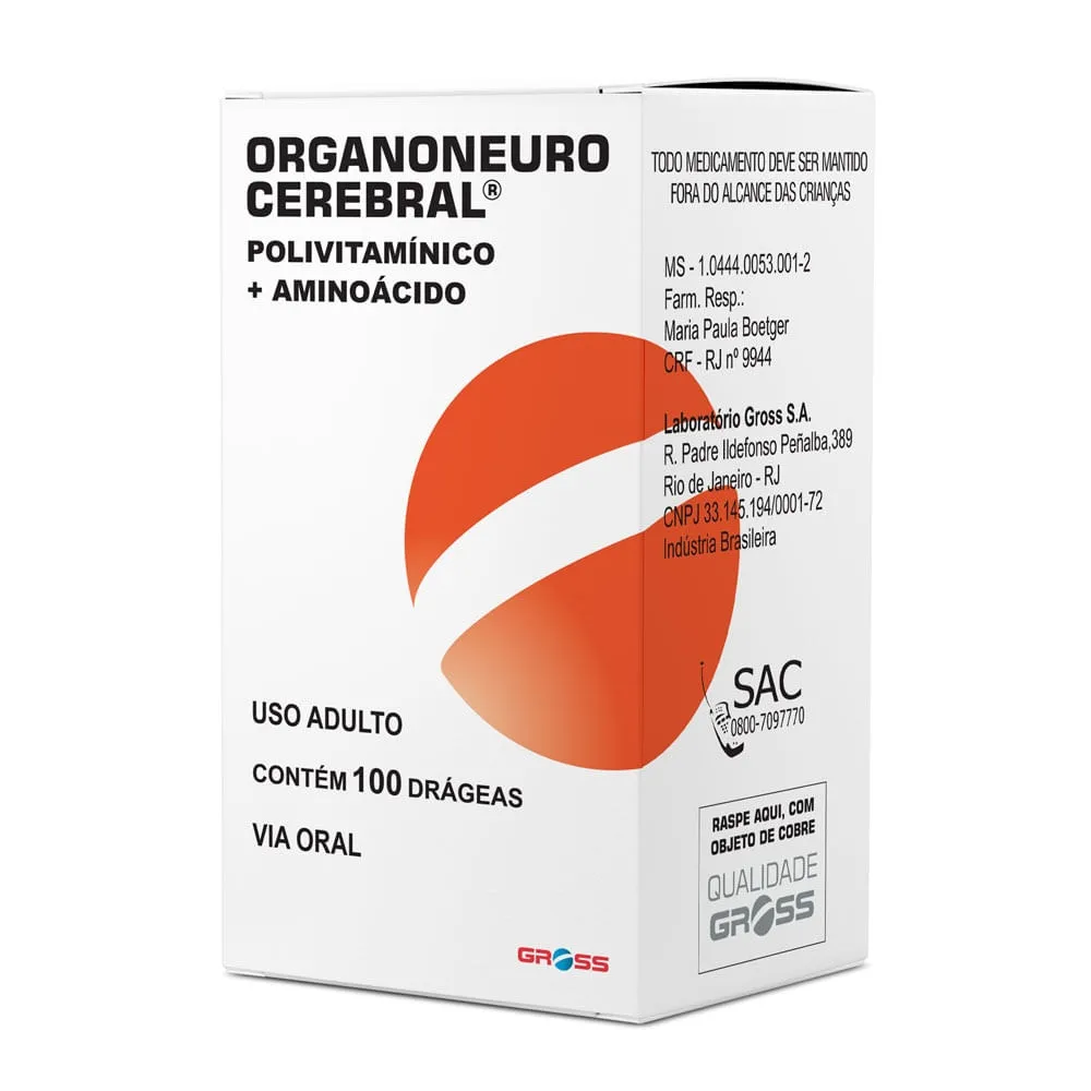 Organoneuro Cerebral 100mg + 100mg + 25mg + 10mg + 5mcg 100 Drágeas