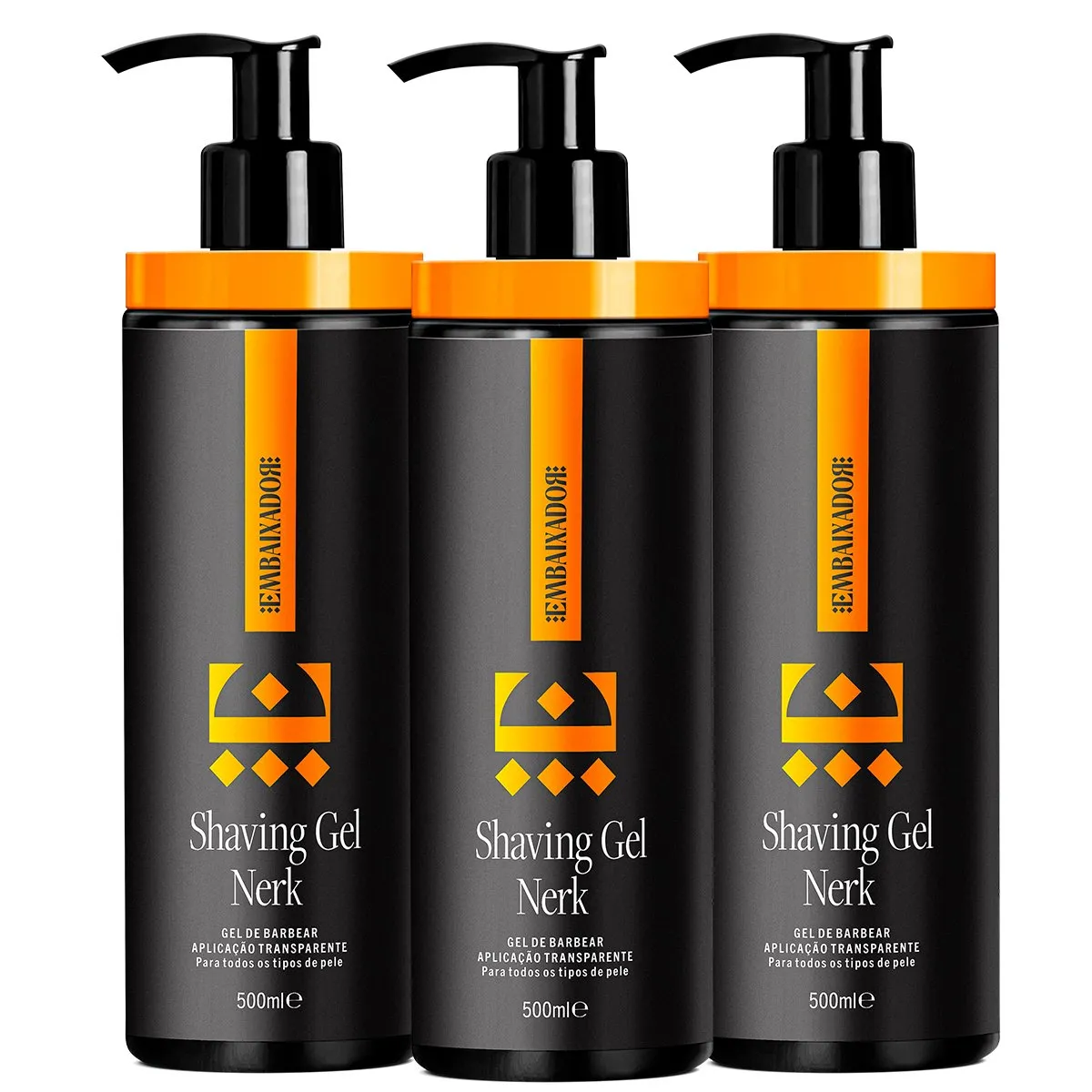 Kit 3 Shaving Gel de Barbear Nerk Embaixador 500ml