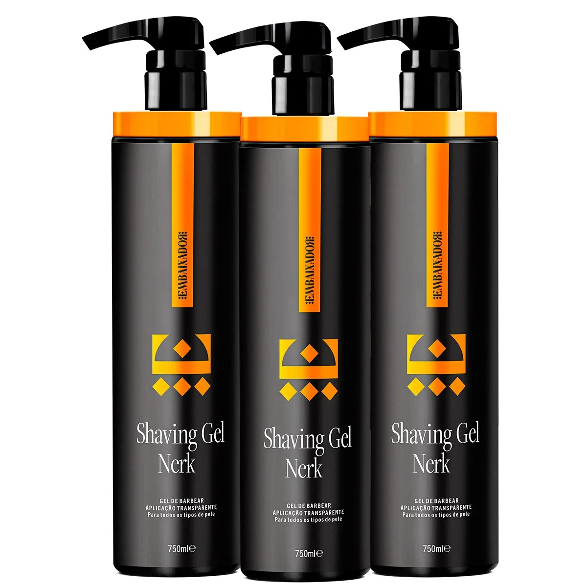 Kit 3 Shaving Gel de Barbear Nerk Embaixador 750ml