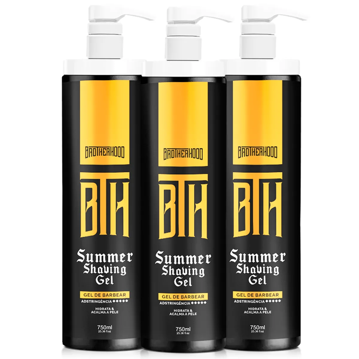Kit 03 Shaving Gel Summer Pump Alta Vazão BTH 750ml