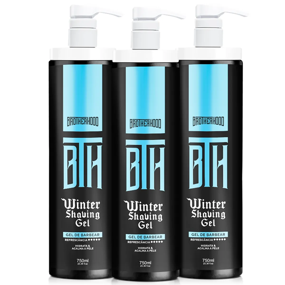 Kit 03 Shaving Gel Winter Pump Alta Vazão BTH 750ml