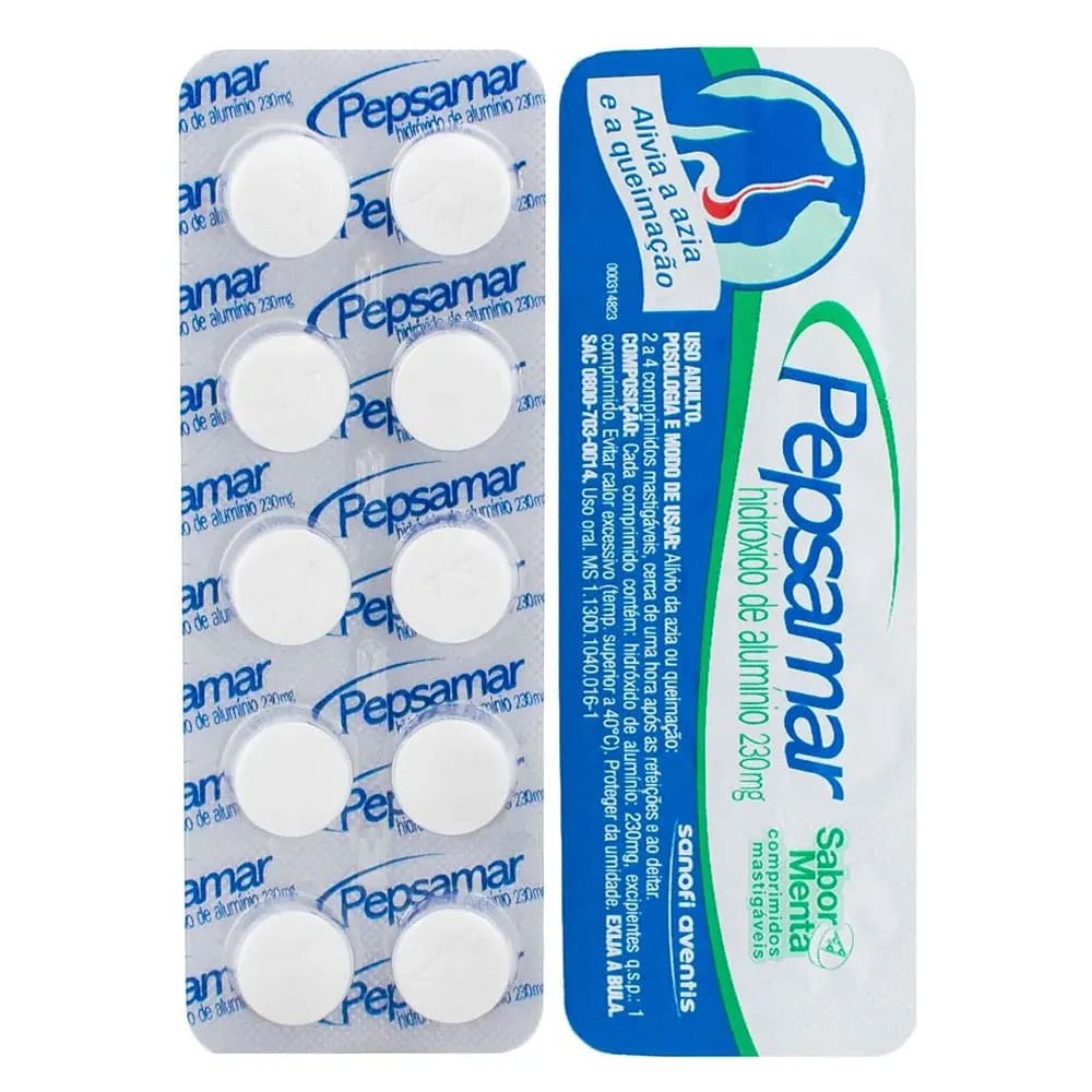 Pepsamar Menta 230mg 10 Comprimidos Mastigáveis