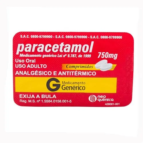 Paracetamol 750mg 4 Comprimidos