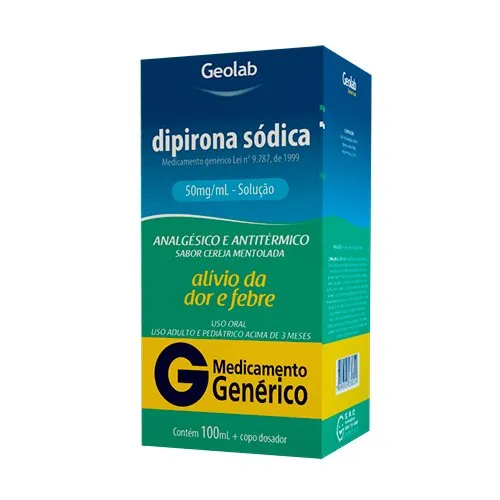 Dipirona Sodica 50mg/ml Solução Oral 100ml Geolab