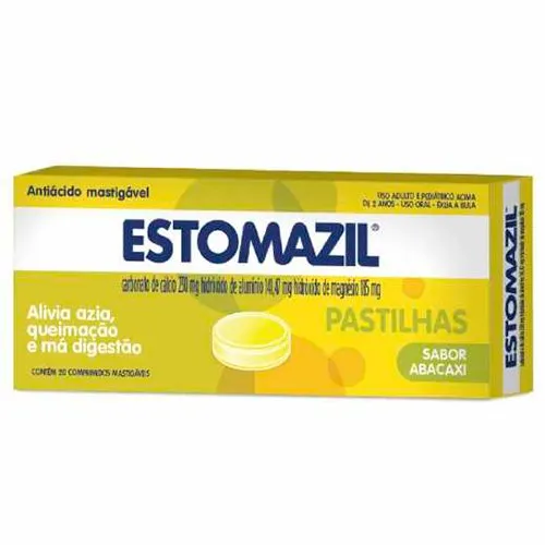 Estomazil 230 + 141,47+ 185mg 20 Pastilhas Mastigáveis Sabor Abacaxi Cosmed Referência