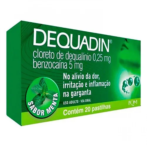 Dequadin 0,25mg + 5mg 20 Pastilhas Menta