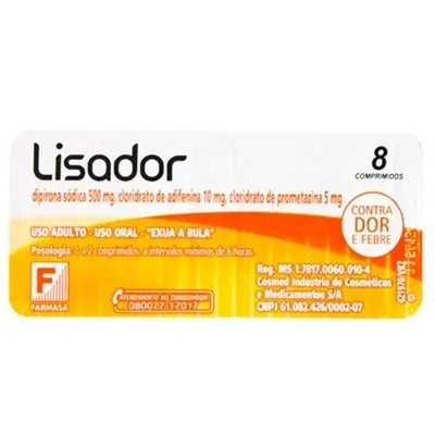 Lisador 500+5+10mg 8 Comprimidos Mantecorp