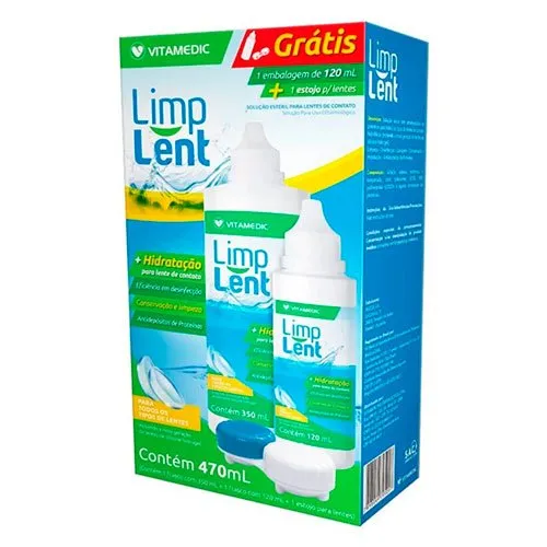 Kit Solução Para Lentes de Contato + Estojo Limp Lent Vitamedic 470ml