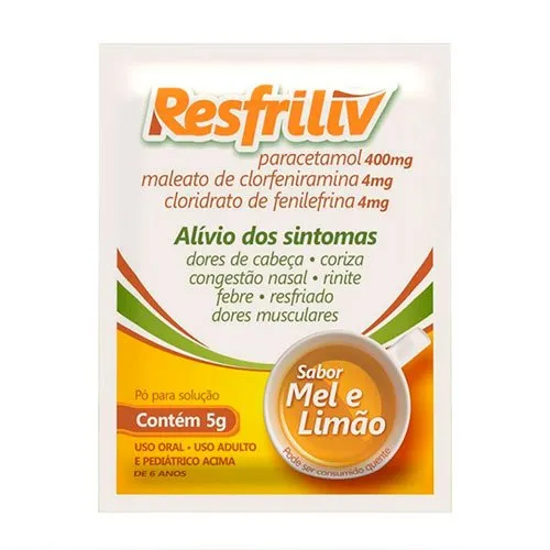 Resfriliv 400+4+4mg1 Envelope Sabor Mel e Limão Geolab