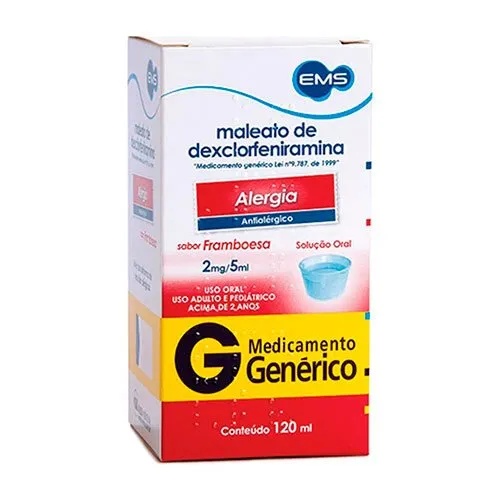 Maleato de Dexclorfeniramina 2mg/5ml EMS Solução Oral 120ml