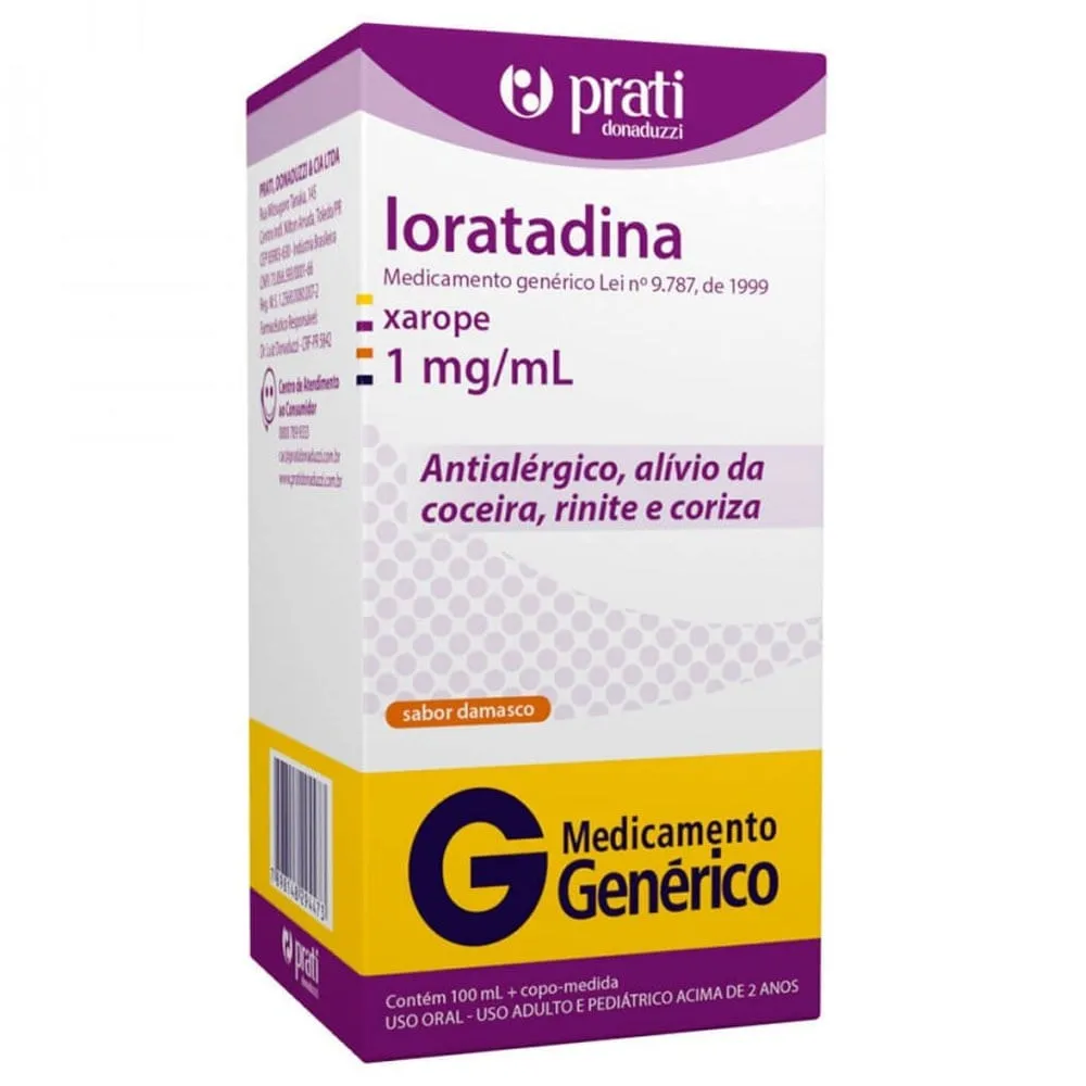 Loratadina Xarope 1mg 100ml +Copo Genérico Prati Donaduzzi