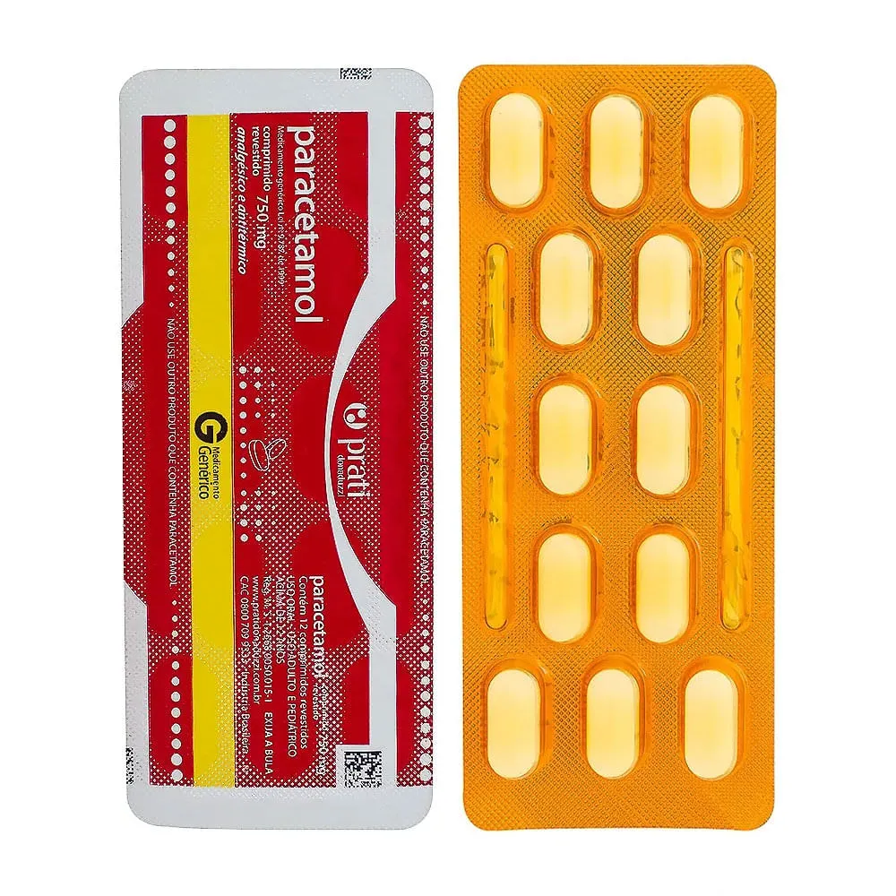 Paracetamol 750mg 12 Comprimidos Genérico Prati Donaduzzi