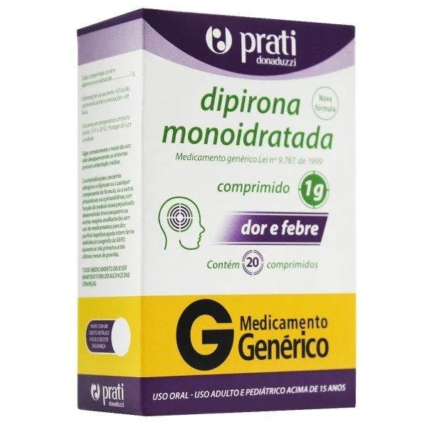 Dipirona Sódica 1g 20 Comprimidos Genérico Prati Donaduzzi