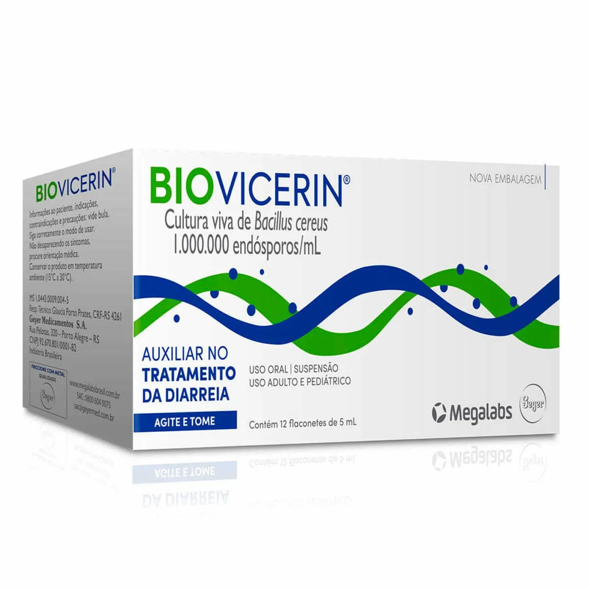 Biovicerin 1.000.000 Endósporo/mL Suspensão Oral 12 Flaconetes Geyer