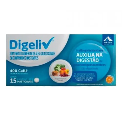 Digeliv 400GalU 15 Comprimidos Mastigáveis Apsen