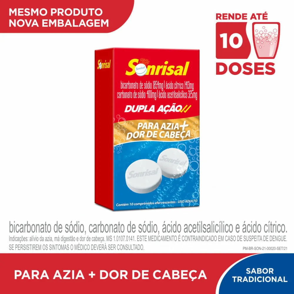 Sonrisal Tradicional Dupla Ação 10 Comprimidos Efervescentes