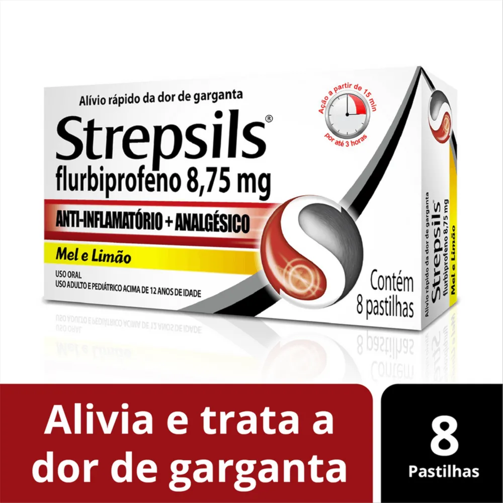 Strepsils Sabor Mel e Limão 8 Pastilhas para Garganta