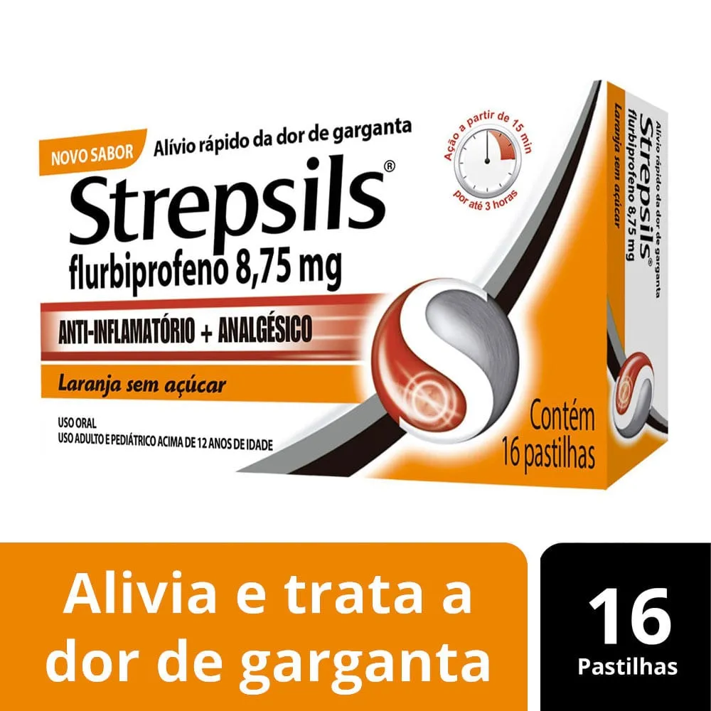 Strepsils Laranja 8,75mg 16 Pastilhas