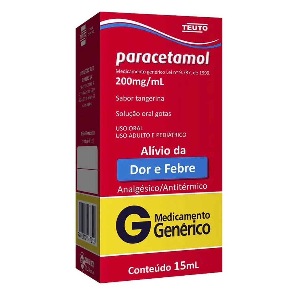 Paracetamol Gotas 200mg/ml 15ml Genérico Teuto