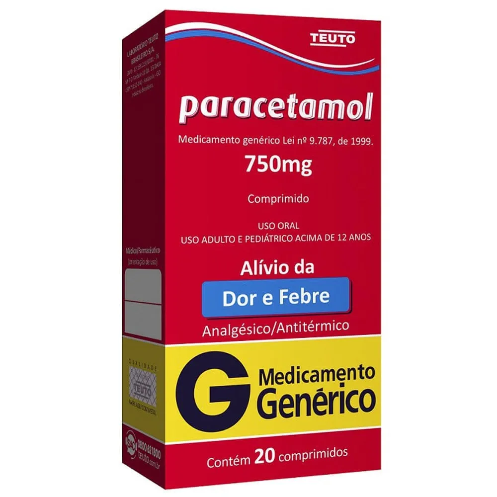 Paracetamol 750mg 20 Comprimidos