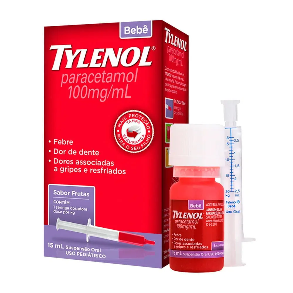 Tylenol Bebê 100mg Suspensão Oral Sabor Frutas 15mL