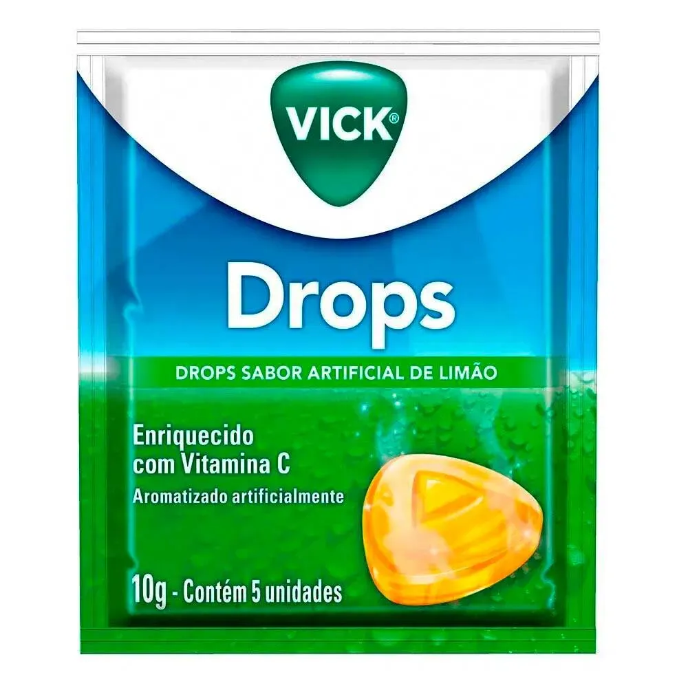 Vick Pastilha Sabor Limão 2g 5 Pastilhas para Garganta