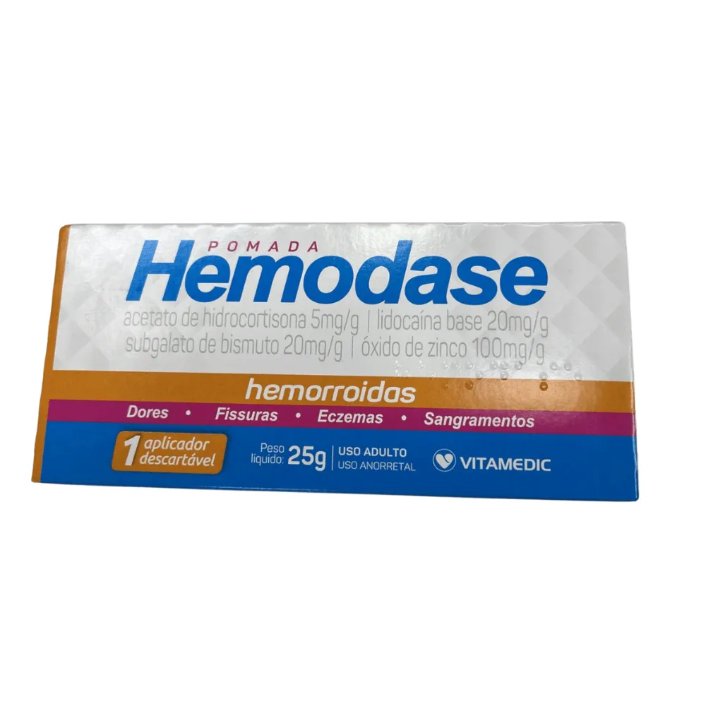 Pomada para hemorroida Vitamedic Hemodase 25g 1 aplicador descartável