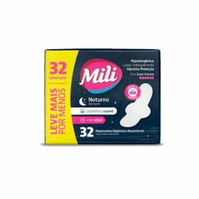 Absorvente Mili Noturno Suave C/Abas 32 Unidades