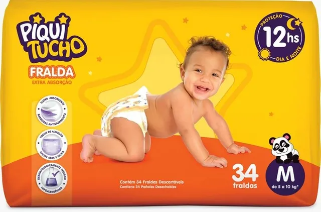 Fralda Piquitucho Mega M 34 Unid