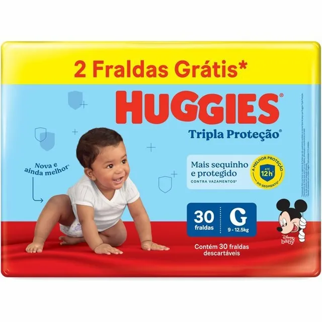 Fralda Huggies Tripla Proteção Meguinha (G) 30 Unidades
