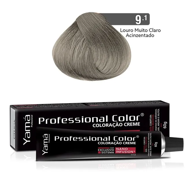 Coloração Professional Color Nano Infusion 9.1 Louro Muito Claro Acinzentado Yamá