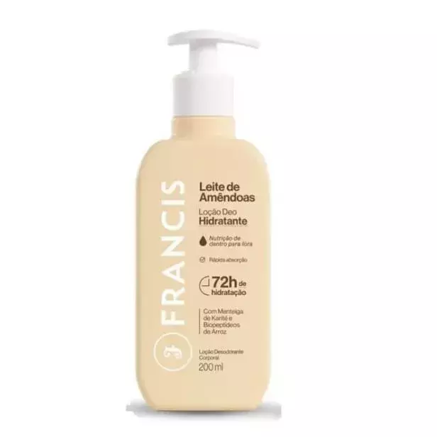 Loção corporal hidratante leite de amêndoas  200ml - Francis