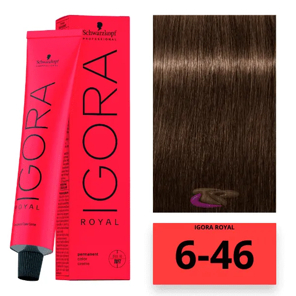 Schwarzkopf Royal 6-46 Louro Escuro Bege Marrom 60g