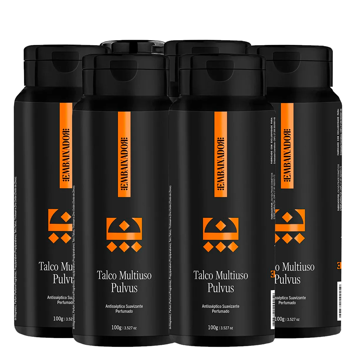 Kit 06 Talco Multiuso Pulvus Embaixador 100g