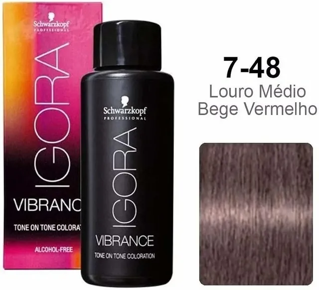 Schwarzkopf Igora Vibrance 7-48 Louro Médio Bege Vermelho 60ml